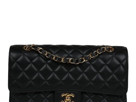 Chanel Medium Classic Double Flap Bag Black Caviar Gold Hardware Online now