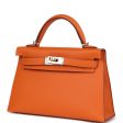 Hermes Kelly Sellier 20 Orange Epsom Electrum Hardware For Sale