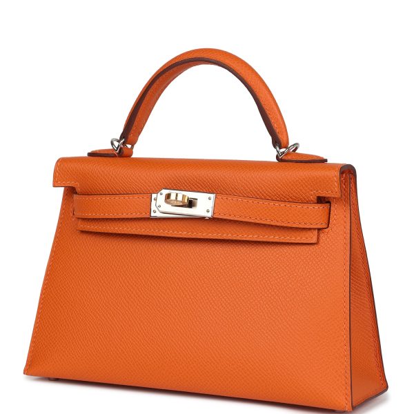 Hermes Kelly Sellier 20 Orange Epsom Electrum Hardware For Sale