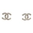 Chanel CC Crystal Pearl Stud Earrings Light Gold Hardware Online