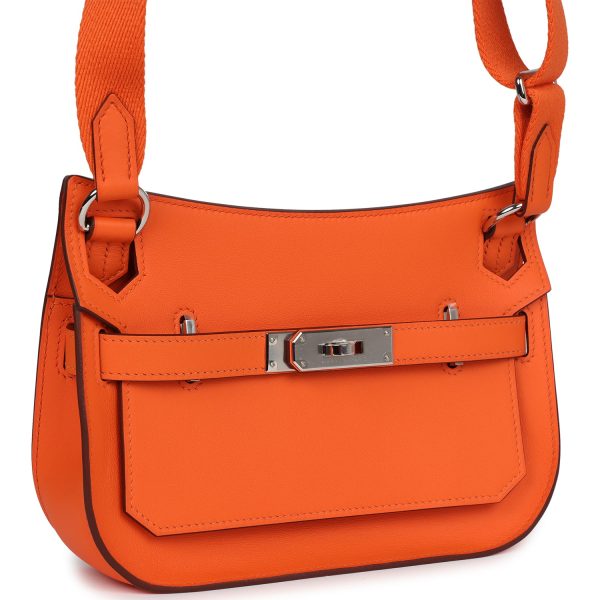 Hermes Mini Jypsiere Orange Minium Swift Palladium Hardware For Sale