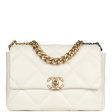 Chanel Large 19 Flap Bag White Lambskin Mixed Metal Hardware Fashion