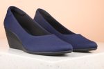 Women Navy Solid Wedge Pumps Discount