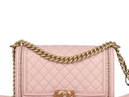 Chanel Medium Boy Bag Light Pink Lambskin Antique Gold Hardware Online