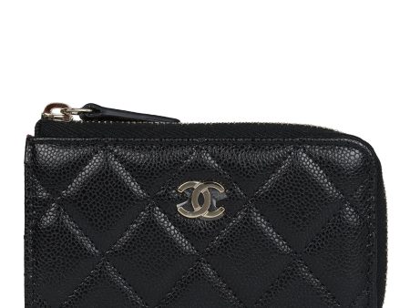 Chanel Classic Zipped Key Holder Case Black Caviar Light Gold Hardware Supply