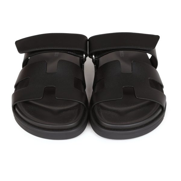 Hermes Chypre Techno Sandals Black Calfskin Palladium Hardware 35.5 EU Online Sale