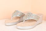 Women Silver Embellished Ethnic Wedge Heels For Discount