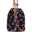 Chanel Medium CC Drawstring Backpack Multicolored Printed Fabric Light Gold Hardware Sale