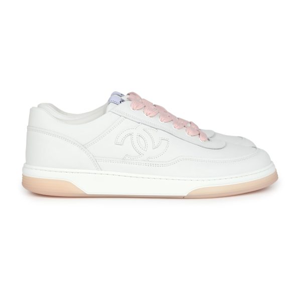 Chanel CC Low Top Sneakers White and Pink Calfskin 41 EU Fashion