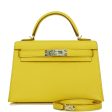 Hermes Kelly Sellier 20 Jaune de Naples Verso Chèvre Palladium Hardware Online now