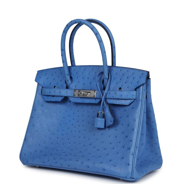 Pre-owned Hermes Birkin 30 Bleuet Ostrich Palladium Hardware Payment 2 For Discount