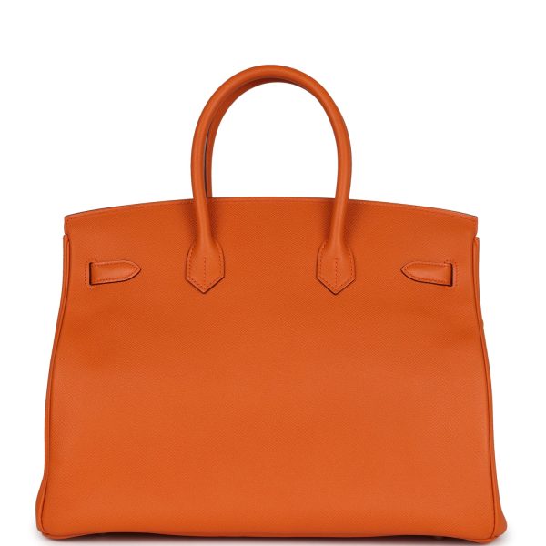 Pre-owned Hermes Birkin 35 Orange Epsom Palladium Hardware Online