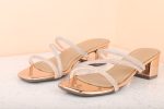 Women Rose Gold Embellished Party Block Sandals Sale