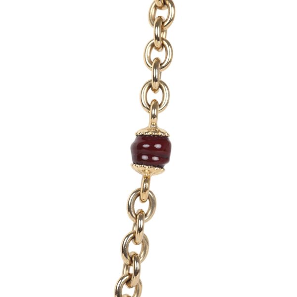 Chanel CC Gripoix Burgundy Beaded Necklace Gold Hardware For Cheap