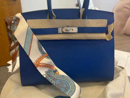 Hermes  Grand Apparat  Creme Bleu Terracotta Twilly Pair Online Sale