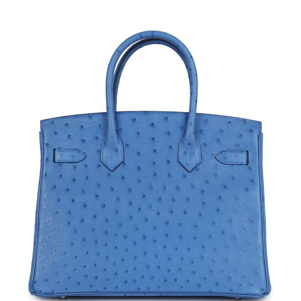 Pre-owned Hermes Birkin 30 Bleuet Ostrich Palladium Hardware Payment 2 For Discount