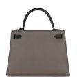 Hermes Special Order (HSS) Kelly Sellier 28 Etain and Black Epsom Brushed Palladium Hardware For Discount