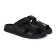 Hermes Chypre Techno Sandals Black Calfskin Palladium Hardware 38 EU For Cheap