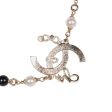 Chanel Script Logo Necklace Black Bead and White Pearl Gold Hardware For Discount