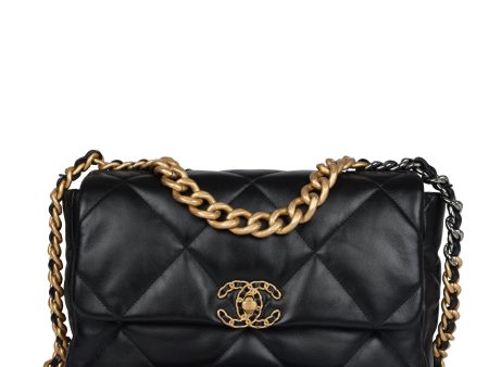 Chanel Large 19 Flap Bag Black Lambskin Mixed Metal Hardware Discount