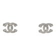 Chanel CC Crystal Stud Earrings Silver Hardware Online Hot Sale