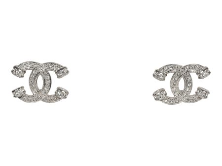 Chanel CC Crystal Stud Earrings Silver Hardware Online Hot Sale