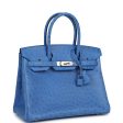 Pre-owned Hermes Birkin 30 Bleuet Ostrich Palladium Hardware Payment 3 For Discount