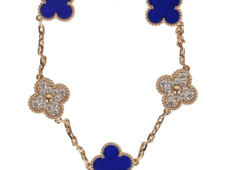 Van Cleef & Arpels Vintage Alhambra 5 Motif Bracelet Lapis Lazuli Diamonds & 18K Yellow Gold Hardware Payment 1 of 2 Fashion