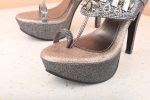 Women Pewter Embellished Party Stiletto Sandals For Discount