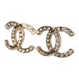 Chanel CC Crystal Stud Earrings Gold Hardware Fashion