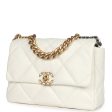 Chanel Large 19 Flap Bag White Lambskin Mixed Metal Hardware Fashion