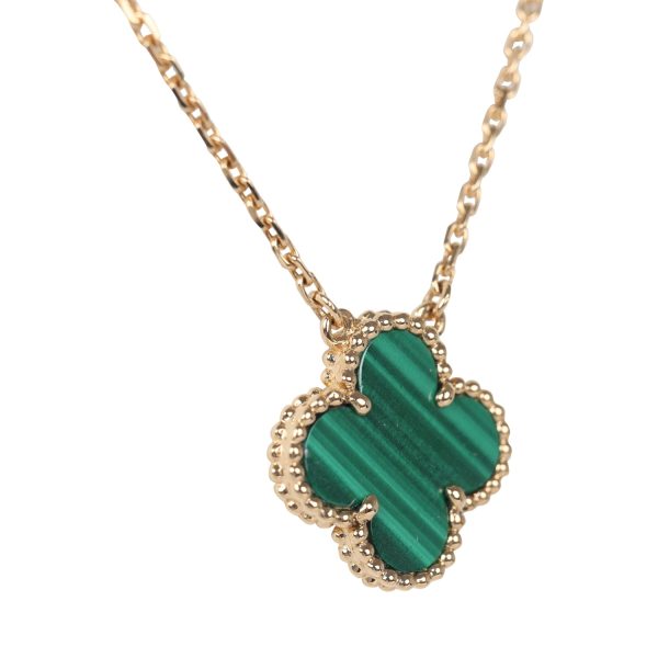 Van Cleef & Arpels Vintage Alhambra Motif Pendant Necklace Malachite 18K Yellow Gold Sale