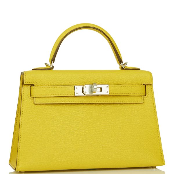 Hermes Kelly Sellier 20 Jaune de Naples Verso Chèvre Palladium Hardware Online now