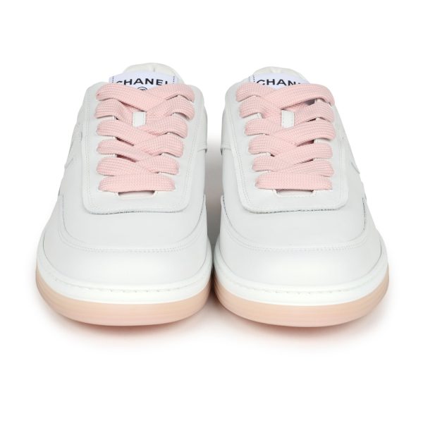 Chanel CC Low Top Sneakers White and Pink Calfskin 41 EU Fashion