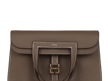 Hermes Halzan 25 Etoupe Clemence Gold Hardware Hot on Sale