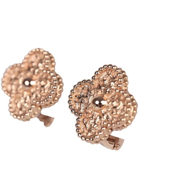 Van Cleef & Arpels Vintage Alhambra Motif Earrings 18K Rose Gold Hardware Online now