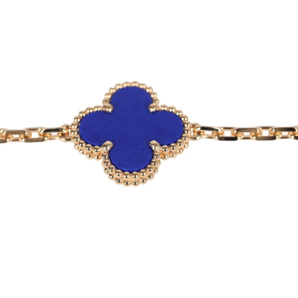 Van Cleef & Arpels Vintage Alhambra 5 Motif Bracelet Lapis Lazuli Diamonds & 18K Yellow Gold Hardware Payment 1 of 2 Fashion