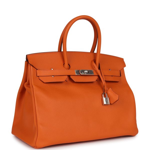 Pre-owned Hermes Birkin 35 Orange Epsom Palladium Hardware Online