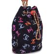 Chanel Medium CC Drawstring Backpack Multicolored Printed Fabric Light Gold Hardware Sale