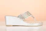 Women Silver Embellished Ethnic Wedge Heels For Discount