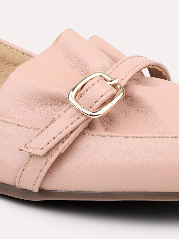 Women Peach Buckles Flats Ballerinas Cheap