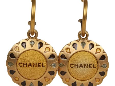 Vintage Chanel Swing Gold Metal Logo Earrings Online Sale