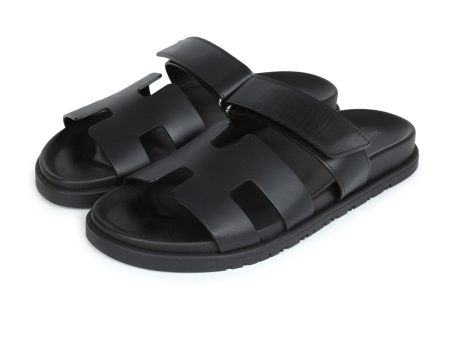 Hermes Chypre Sandals Black Calfskin 39 Sale