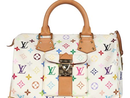 Pre-owned Louis Vuitton x Takashi Murakami Speedy 30 White Multicolor Monogram Gold Hardware Sale