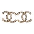 Chanel CC Crystal Stud Earrings Gold Hardware Fashion