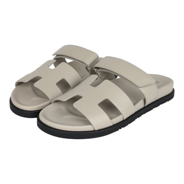 Hermes Chypre Techno Sandals Beige Esquisse Calfskin Palladium Hardware 40 EU Online Sale