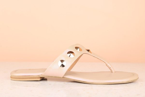 Women Rose Gold Solid Open Toe Flats Online now