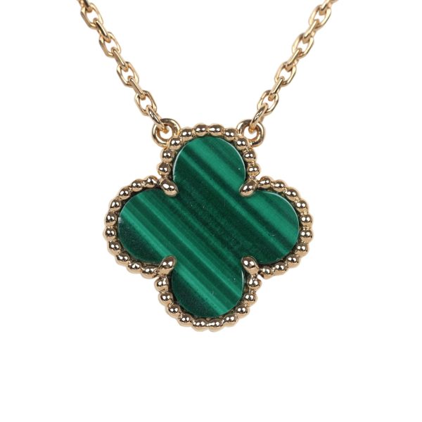 Van Cleef & Arpels Vintage Alhambra Motif Pendant Necklace Malachite 18K Yellow Gold Sale