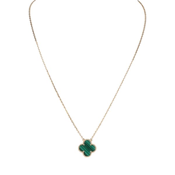 Van Cleef & Arpels Vintage Alhambra Motif Pendant Necklace Malachite 18K Yellow Gold Sale