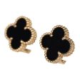 Van Cleef & Arpels Vintage Alhambra Onyx Earrings 18K Gold For Sale